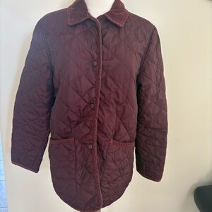 GAP Burgundy Quilted Chore Jacket Corduroy Collar Sz S Western Cowgirl Preppy